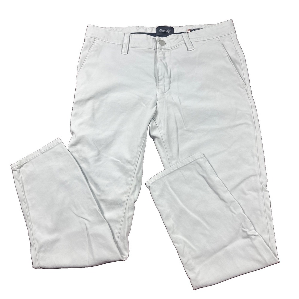 34 Heritage Verona Pants Mens Fit 33x29 Light Gray Mid Rise Slim Leg work/office